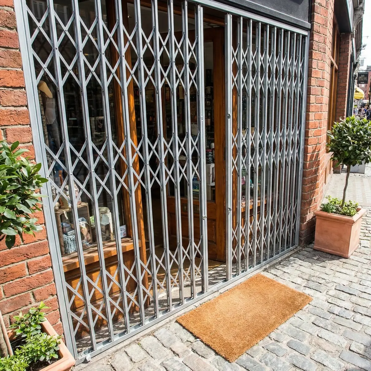 Grille extensible installée sur boutique de Sète